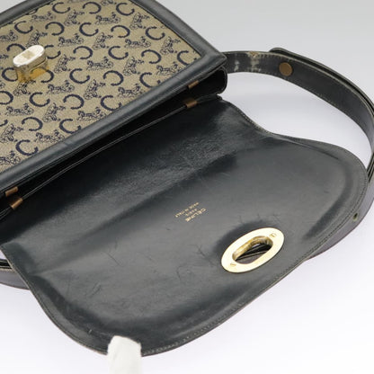 Celine CELINE C Sulky Shoulder Bag Canvas Navy Beige Authentic 100162