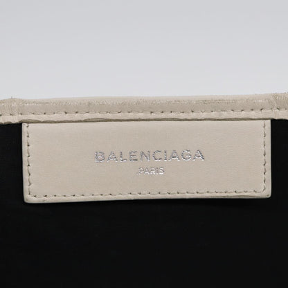 Balenciaga BALENCIAGA Navy Cabas Hand Bag Leather White Silver 339936 Authentic bs17140