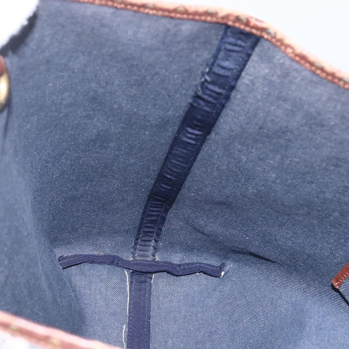 Celine CELINE Paris Macadam Canvas Tote Bag Blue Gold Authentic 157143