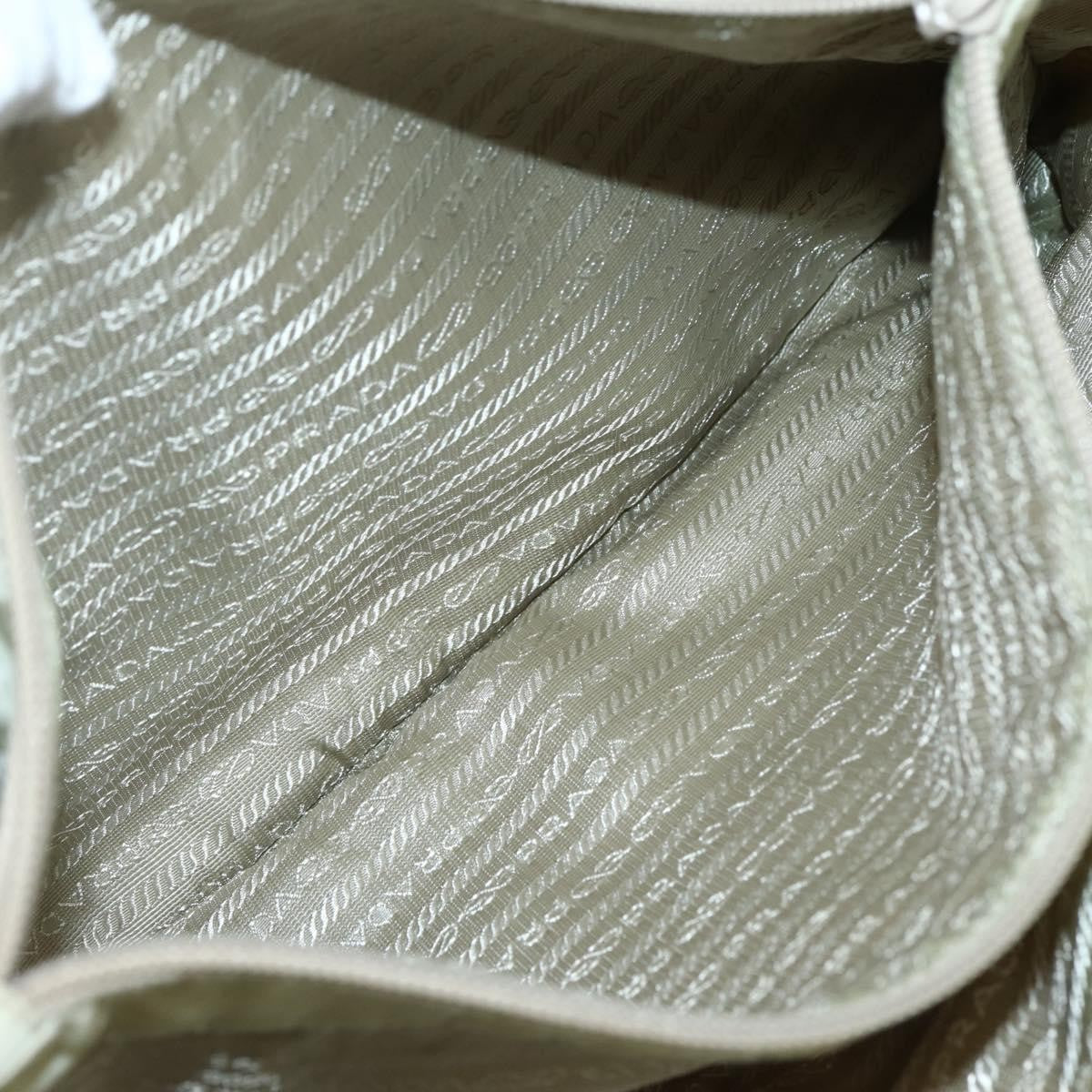 Prada PRADA Tote Bag Nylon Beige Silver Authentic mr1510
