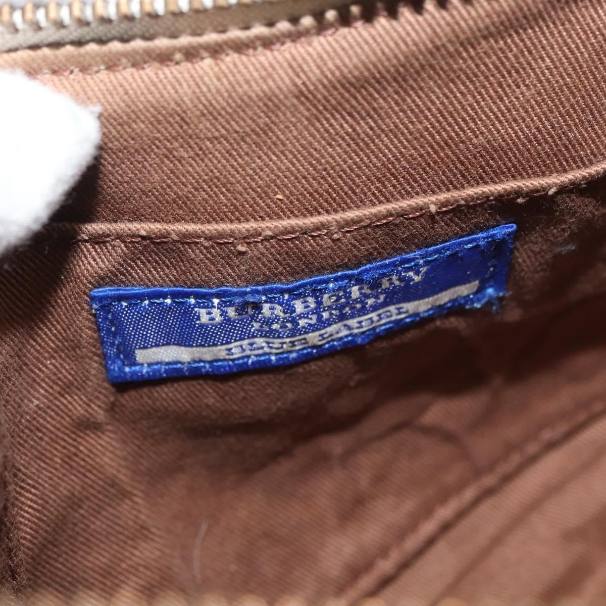 Burberry BURBERRY Nova Check Blue Label Shoulder Bag Canvas Beige Silver Authentic 179380A