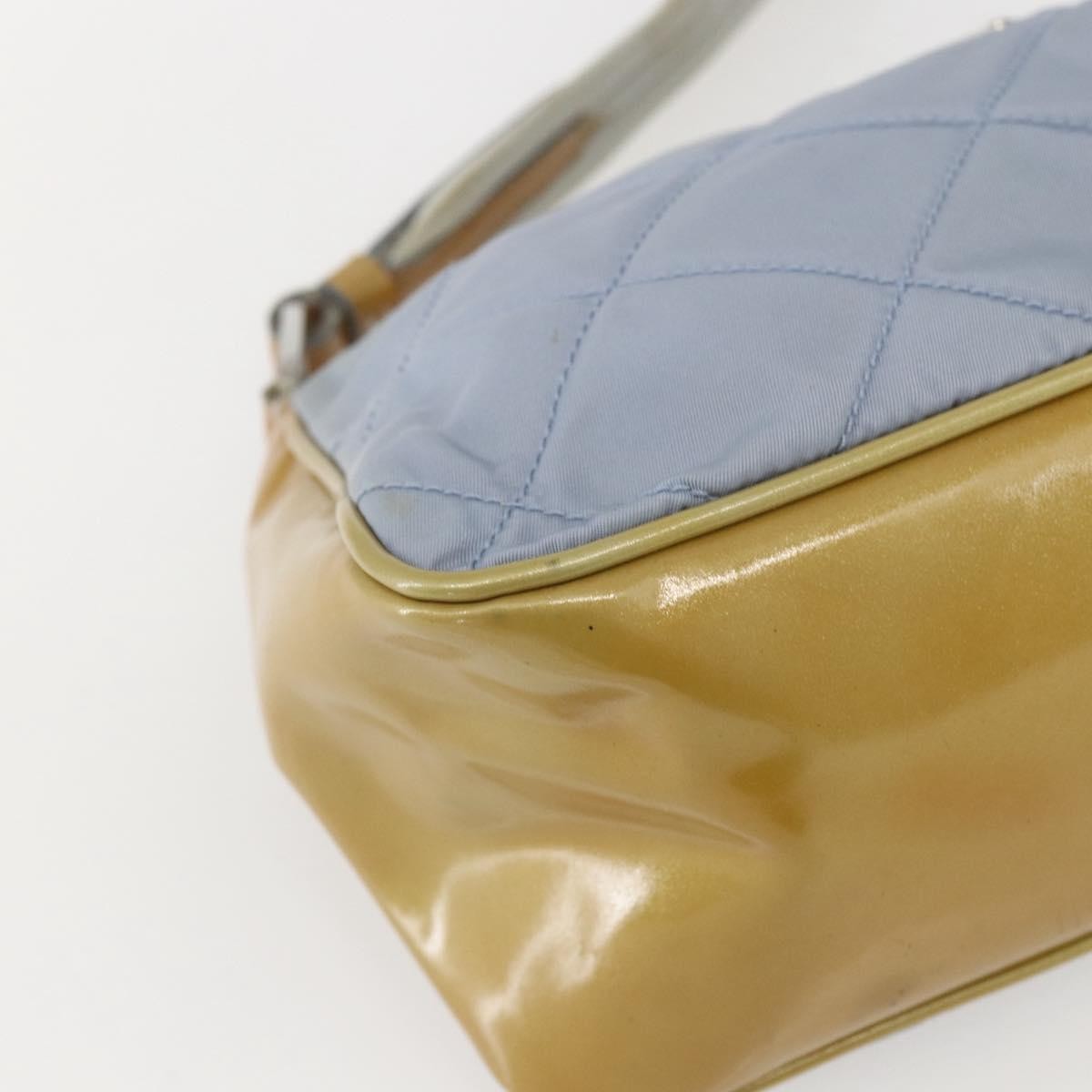 Prada PRADA Shoulder Bag Nylon Enamel Light Blue Silver Authentic 160526