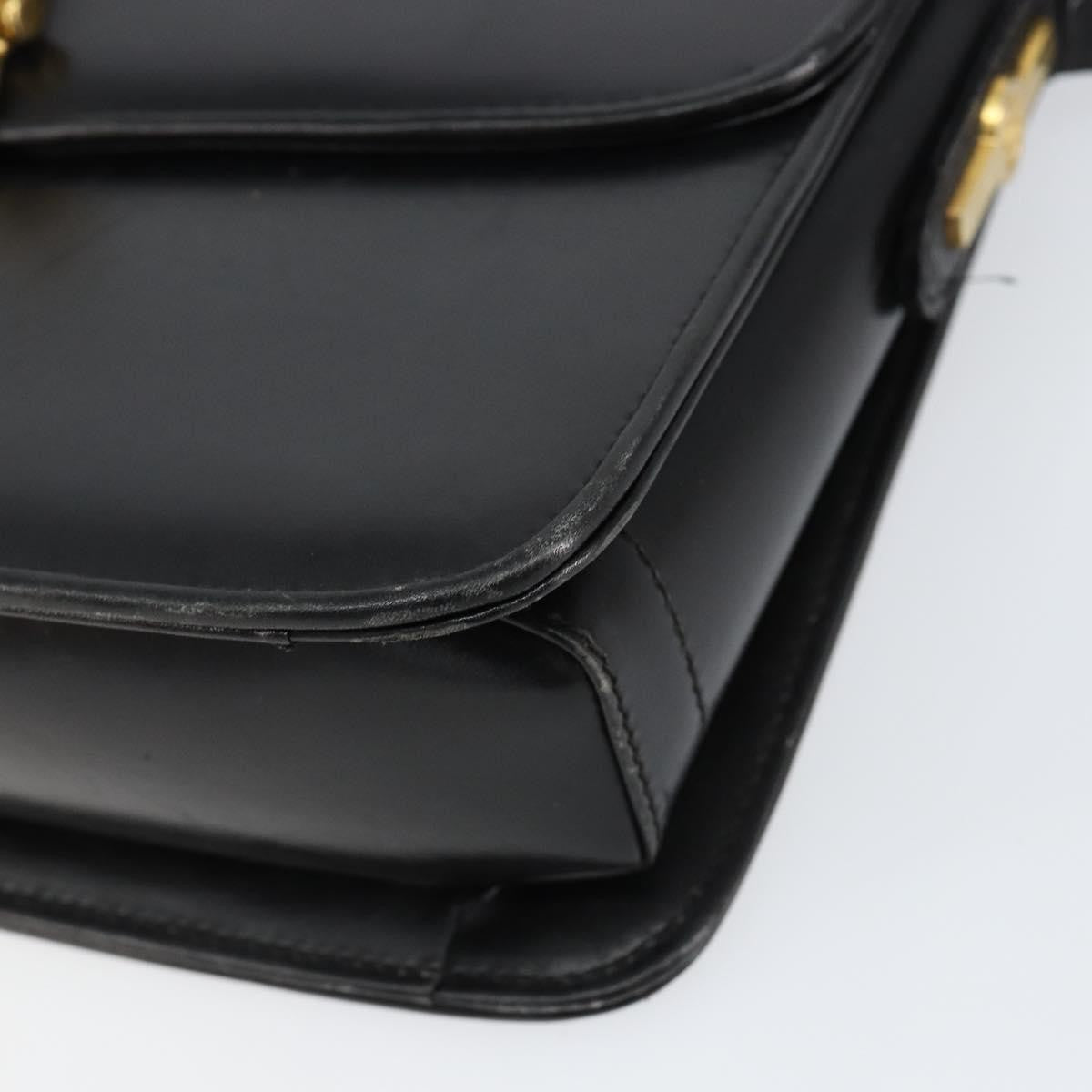 Gucci GUCCI Web Sherry Line Shoulder Bag Leather Black Gold Authentic SW1764