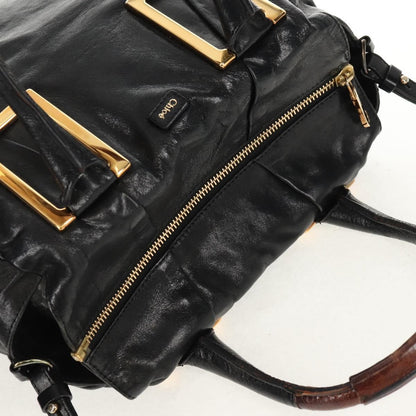 Chloé Chloé Chloe Etel Hand Bag Leather 2way Black Gold Authentic 156936