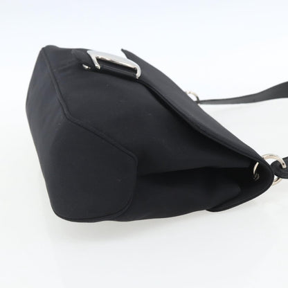 Salvatore Ferragamo Salvatore Ferragamo Vala Shoulder Bag Nylon Black Silver Authentic 162155