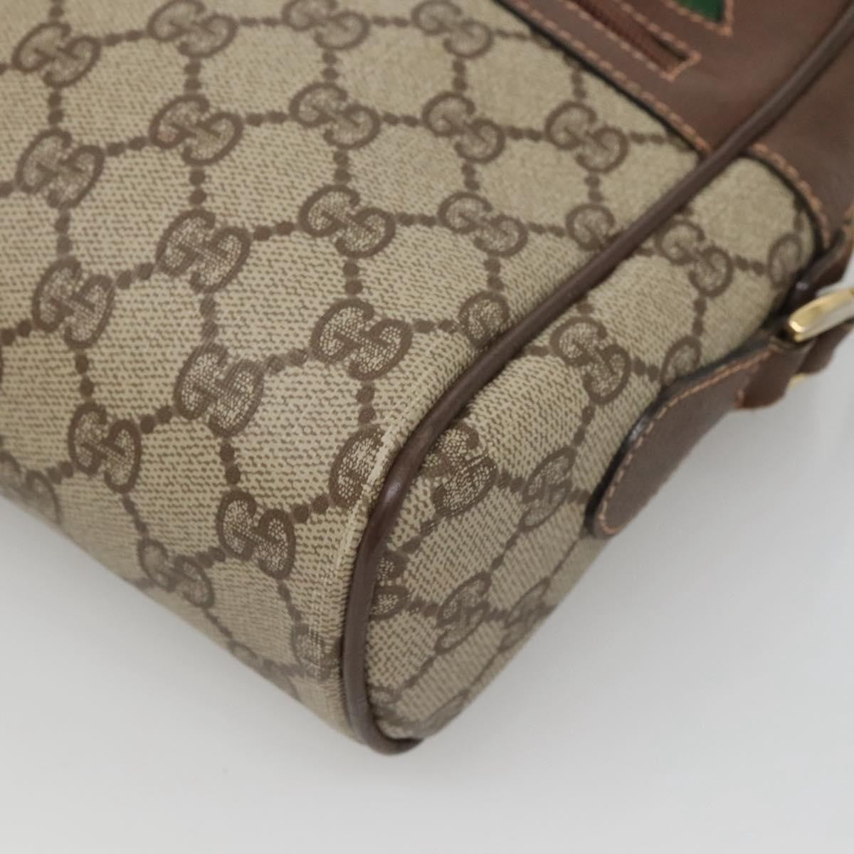 Gucci GUCCI GG Supreme Web Sherry Line Bag PVC Beige Gold Red 56 02 088 Authentic BA2392
