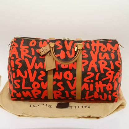 Louis Vuitton LOUIS VUITTON Monogram Graffiti Keepall 50 Boston Bag Orange M93699 Authentic 29908SV