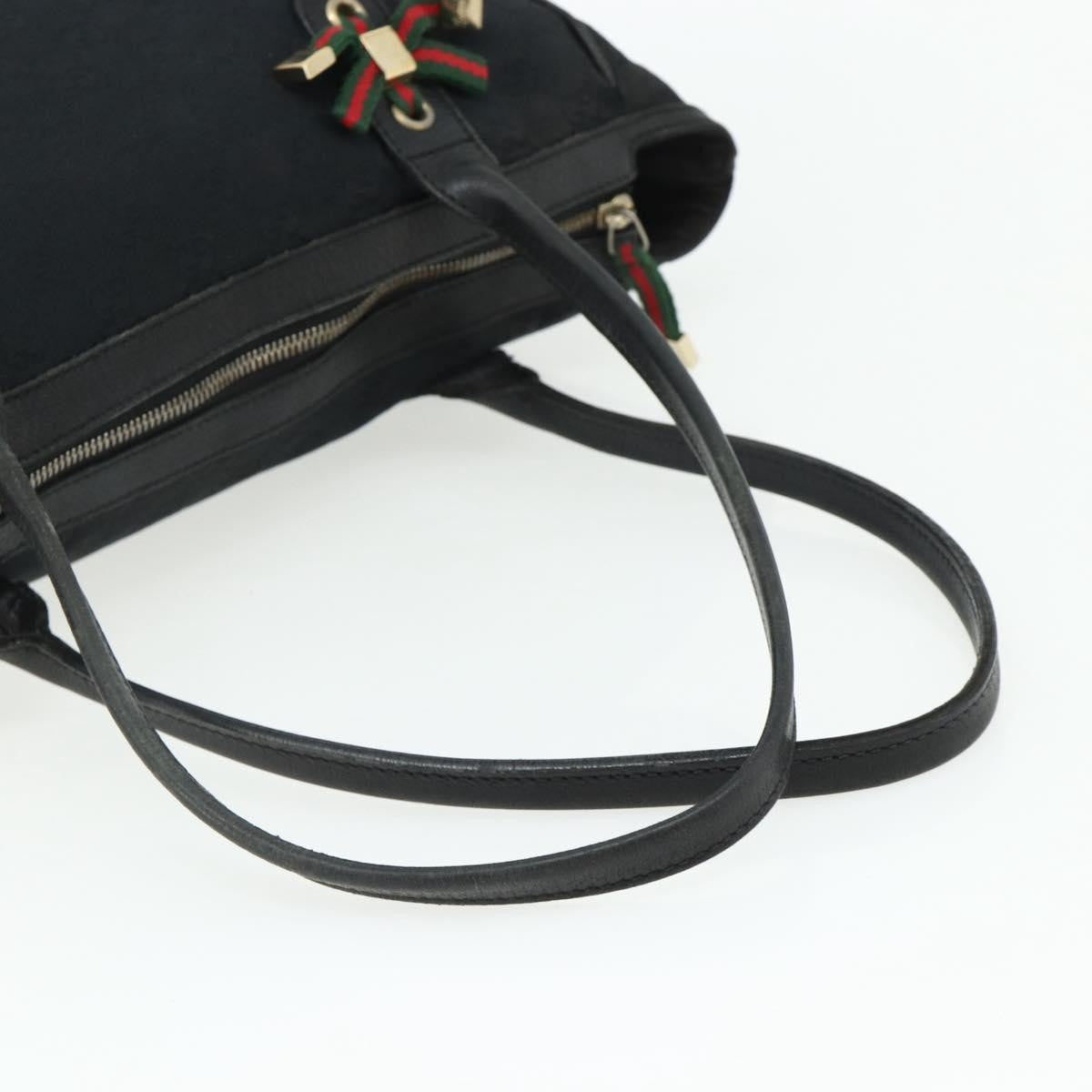 Gucci GUCCI GG Canvas Web Sherry Line Hand Bag Black Gold Red 177052 Authentic mr2358