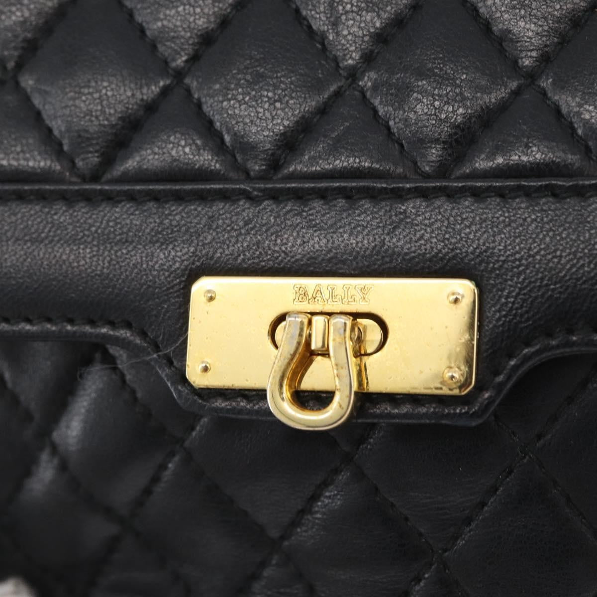 BALLY BALLY Chain Shoulder Bag Leather Black Gold Authentic BA10906