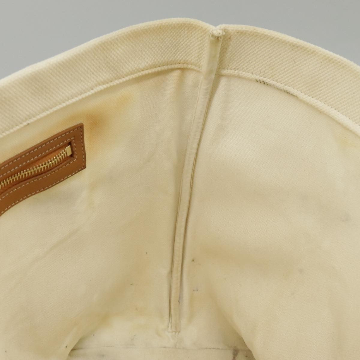 Celine CELINE Horizontalkava Tote Bag Canvas 2way White Gold Authentic 101048