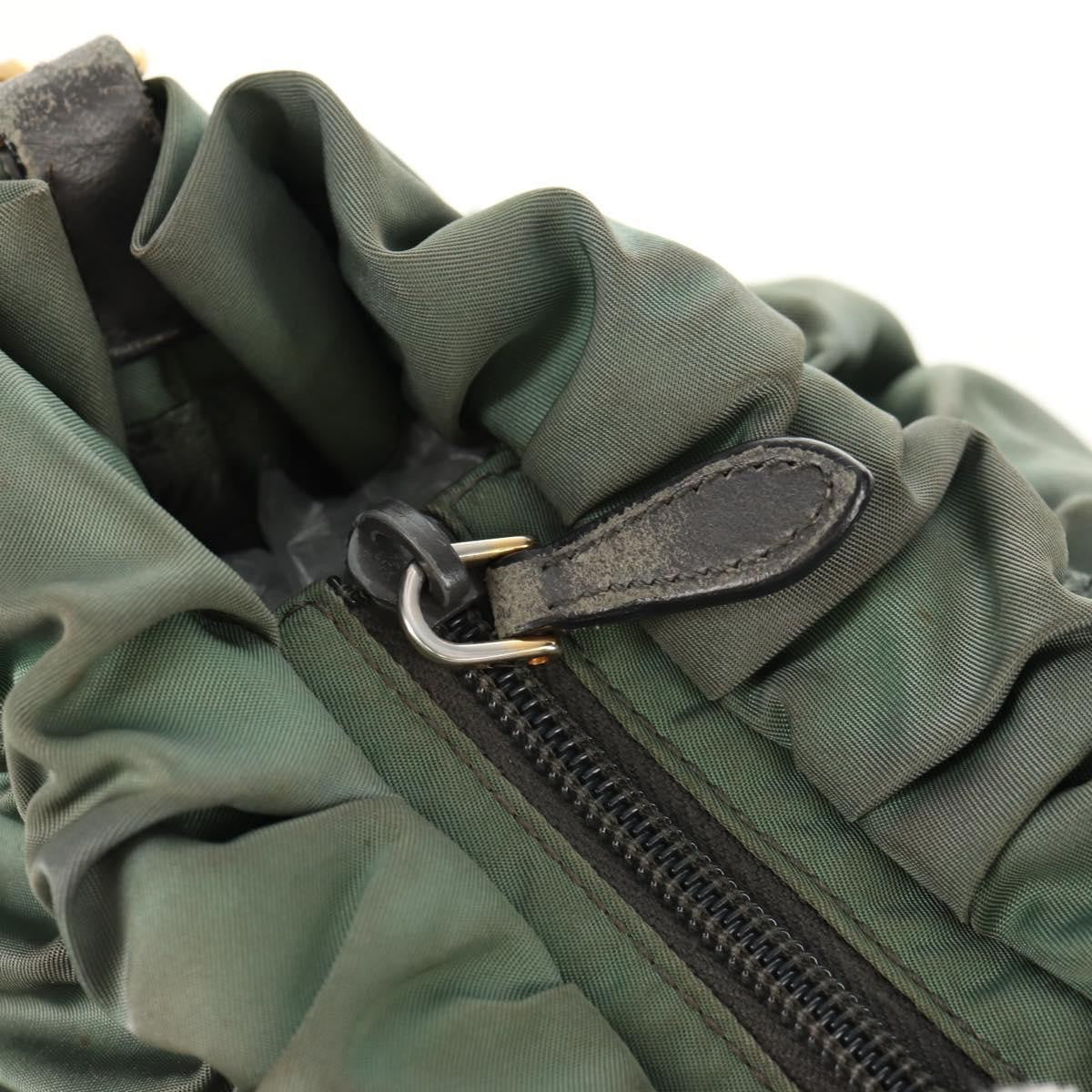 Prada PRADA Hand Bag Nylon 2way Green Gold Authentic 157145