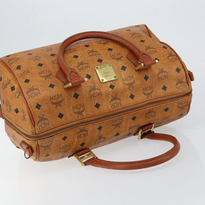 MCM MCM Logogram Vicetos Boston Bag PVC Leather Brown Gold Authentic gh1074