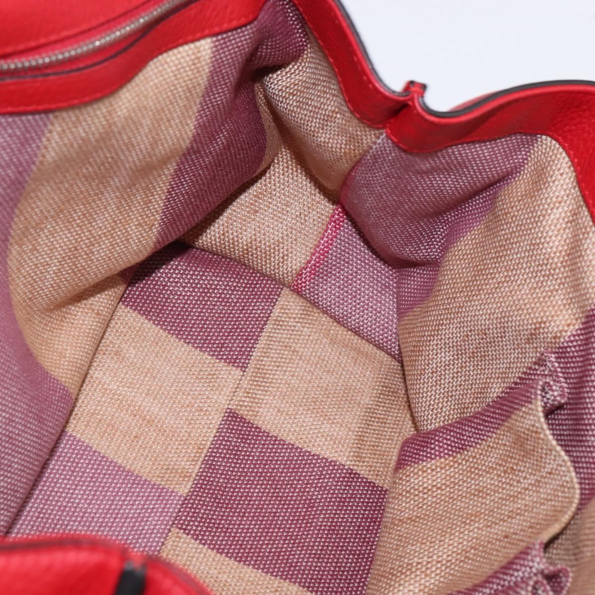 Gucci GUCCI Bamboo Daily Hand Bag Leather 2way Red Silver 392013 Authentic BA6241