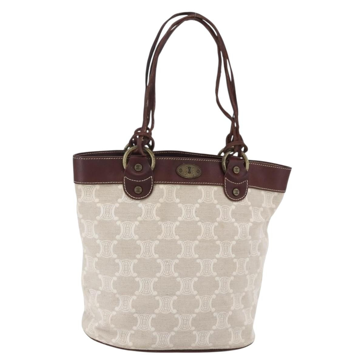 Celine CELINE Macadam Canvas Tote Bag Beige Authentic bs30631