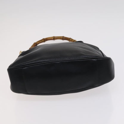 Gucci GUCCI Bamboo Hand Bag Leather 2way Black 001 1638 Authentic 114458