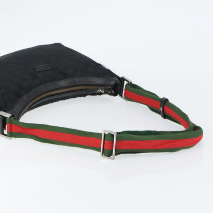 Gucci GUCCI GG Canvas Shoulder Bag Black Silver 181092 Authentic bs31680