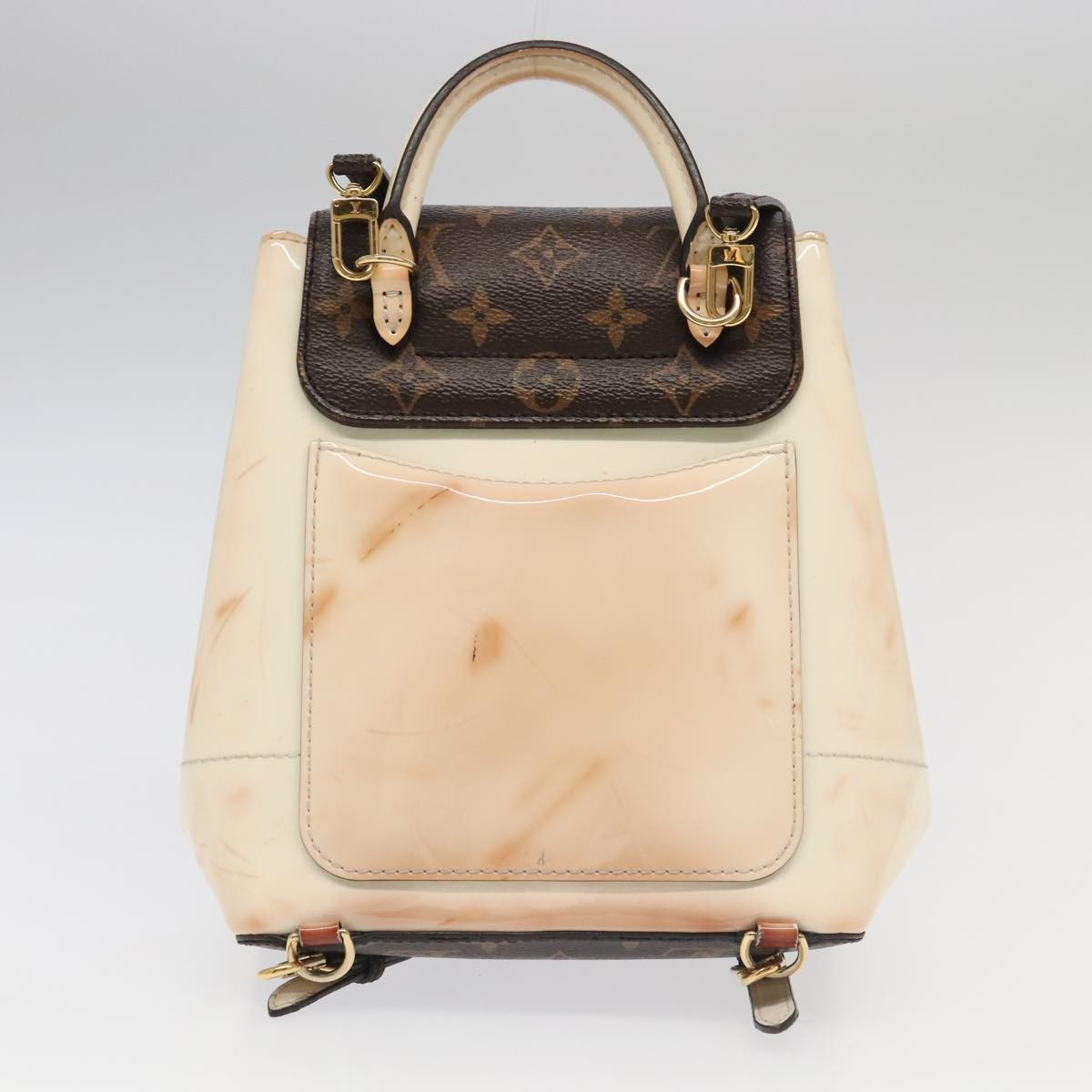 Louis Vuitton LOUIS VUITTON Monogram Vernis Hot Spring Snow Backpack White M53548 Authentic 99762 Bag