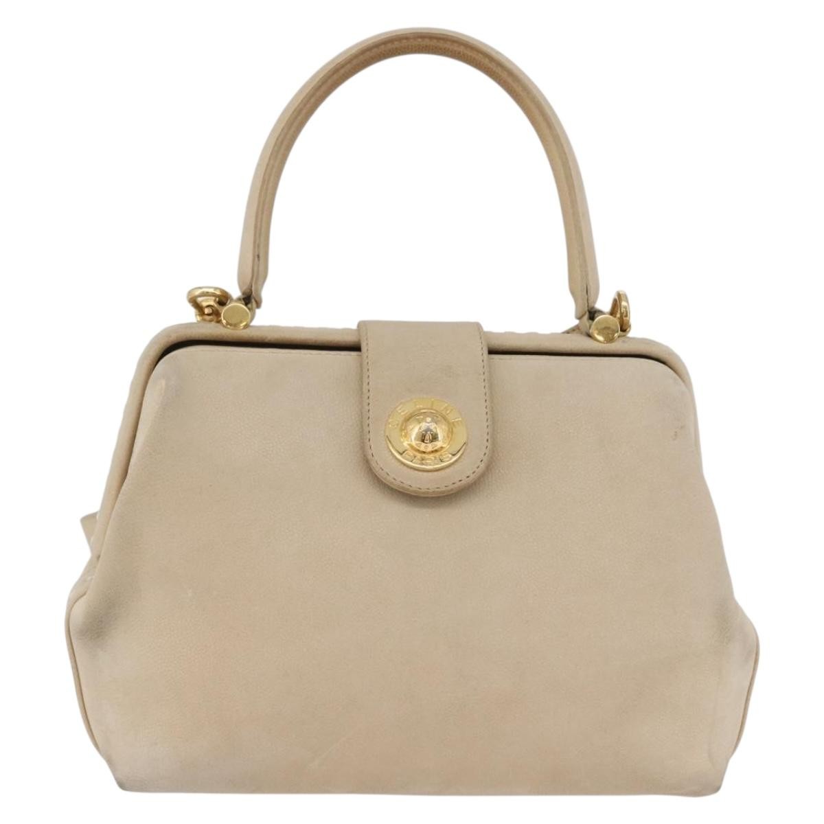 Celine CELINE Hand Bag Leather 2way Beige Gold Authentic 166991