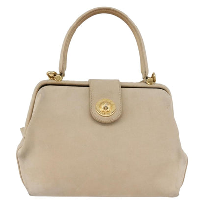 Celine CELINE Hand Bag Leather 2way Beige Gold Authentic 166991