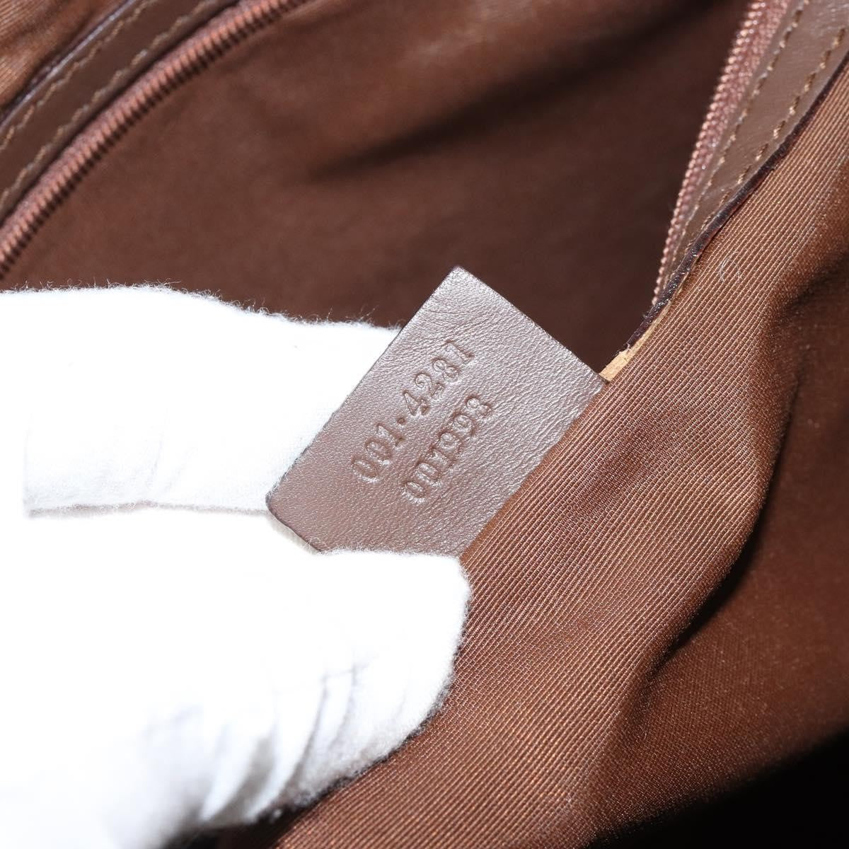 Gucci GUCCI GG Canvas Hand Bag Leather Brown Gold Authentic 149459