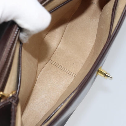 Gucci GUCCI Hand Bag Leather Brown Gold Authentic BAZ167