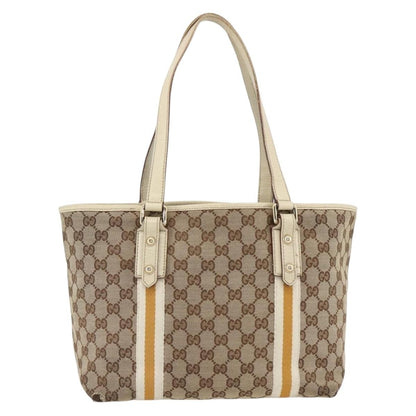 Gucci GUCCI GG Canvas Sherry Line Hand Bag Beige Gold 137396 Authentic ep13635
