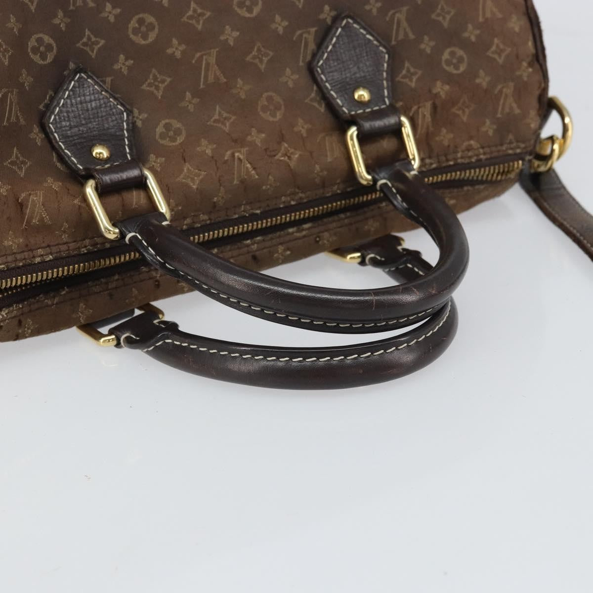 Louis Vuitton LOUIS VUITTON Mini Lin Speedy Bandouliere 30 Bag Brown M95224 Authentic BA9878