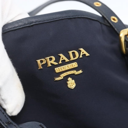 Prada PRADA Tote Bag Nylon Navy Gold Authentic 166304