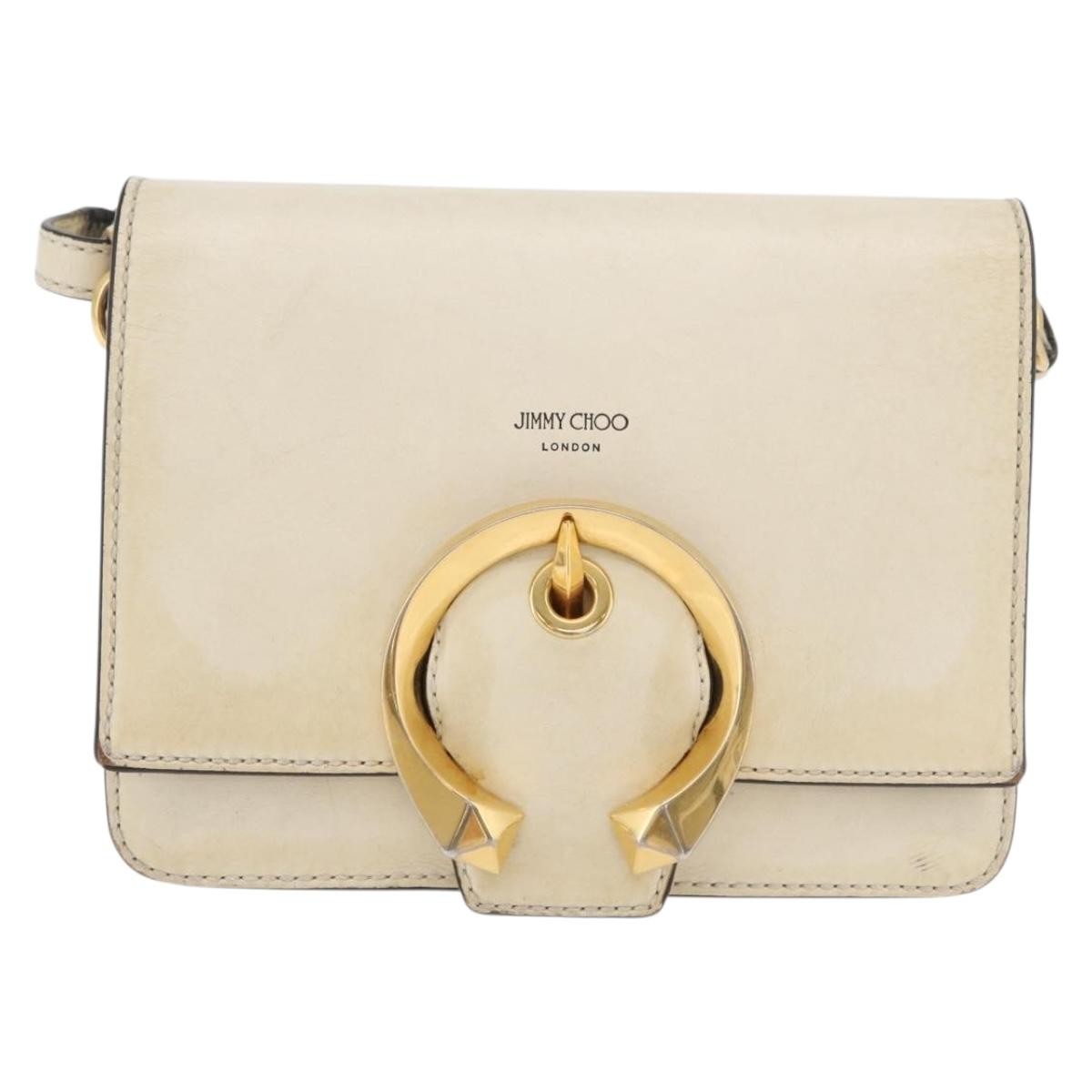 Jimmy Choo Jimmy Choo Shoulder Bag Leather White Gold Authentic BA12336