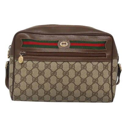 Gucci GUCCI GG Supreme Web Sherry Line Bag PVC Beige Gold Red 56 02 088 Authentic BA2392
