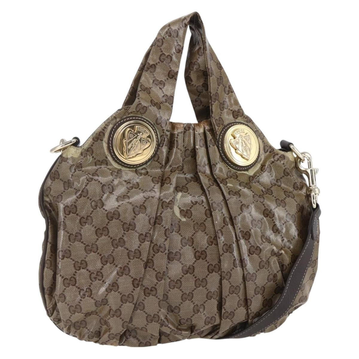 Gucci GUCCI GG Crystal Histeria Bag Coated Canvas 2way Beige Gold 203486 Authentic 154644