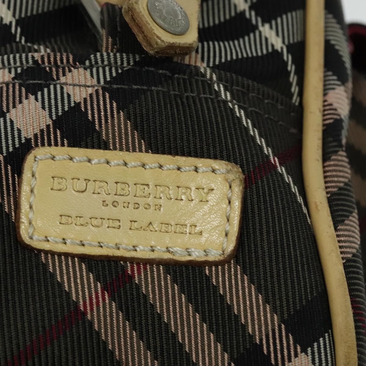 Burberry BURBERRY Nova Check Blue Label Shoulder Bag Nylon Brown Silver Authentic ti3061