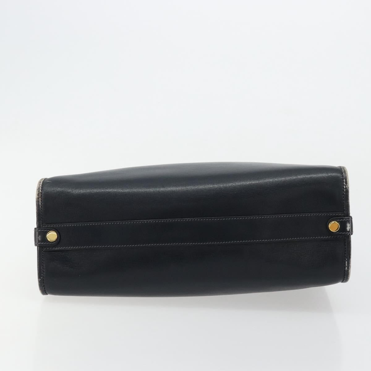 Gucci GUCCI Hand Bag Leather Navy Gold Authentic 177664