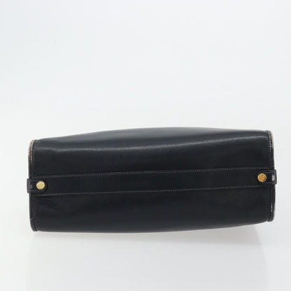 Gucci GUCCI Hand Bag Leather Navy Gold Authentic 177664