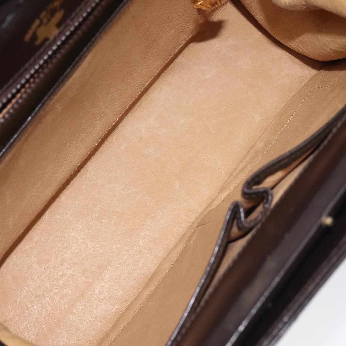 Gucci GUCCI Hand Bag Leather Brown Gold Authentic ep9221