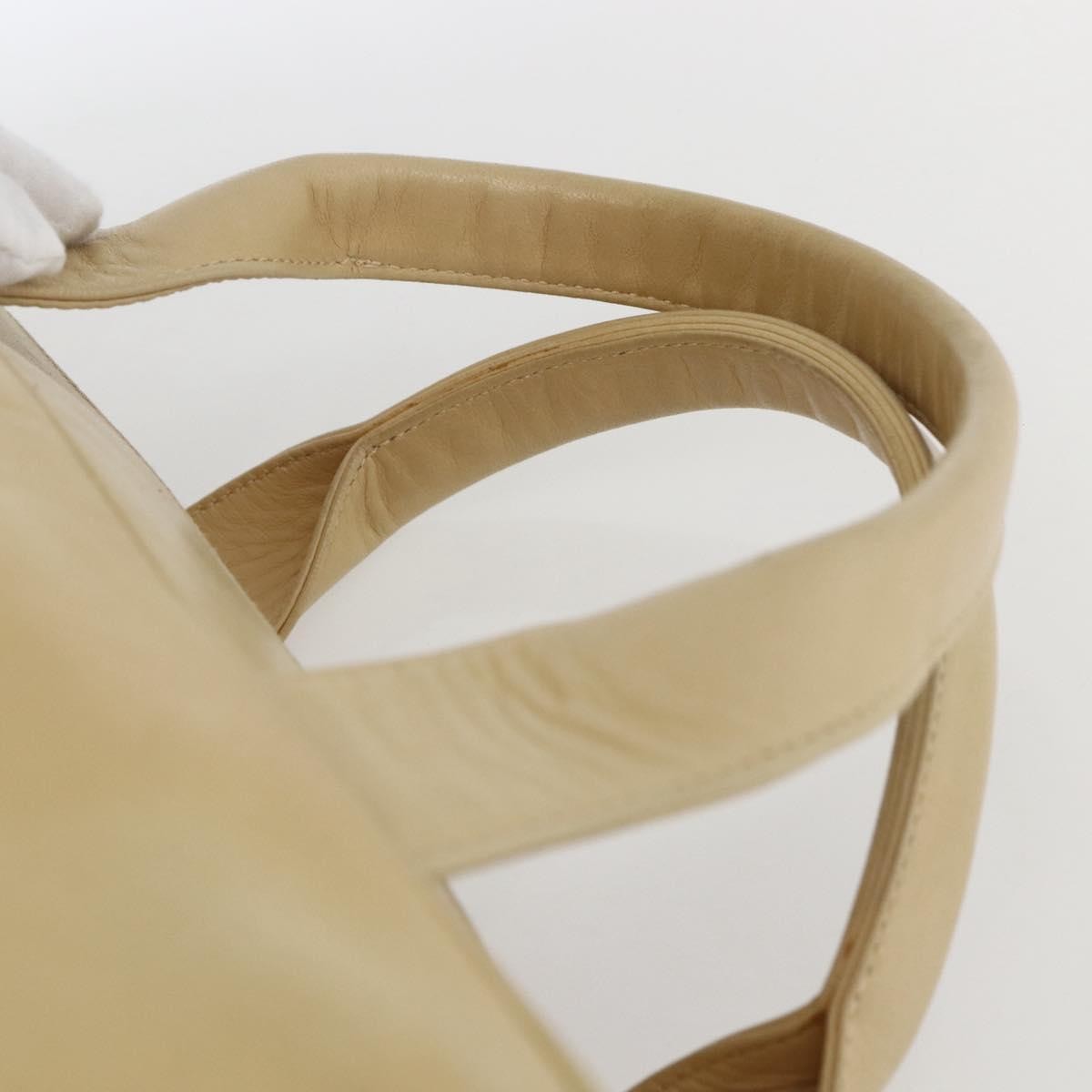 Gucci GUCCI Bamboo Hand Bag Leather 2way Beige Gold Authentic bs31889