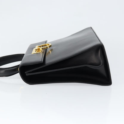Salvatore Ferragamo Salvatore Ferragamo Gancini Hand Bag Leather Black Gold Authentic 149087