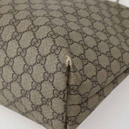 Gucci GUCCI GG Supreme Tote Bag PVC Beige Silver 211137 Authentic BA5762