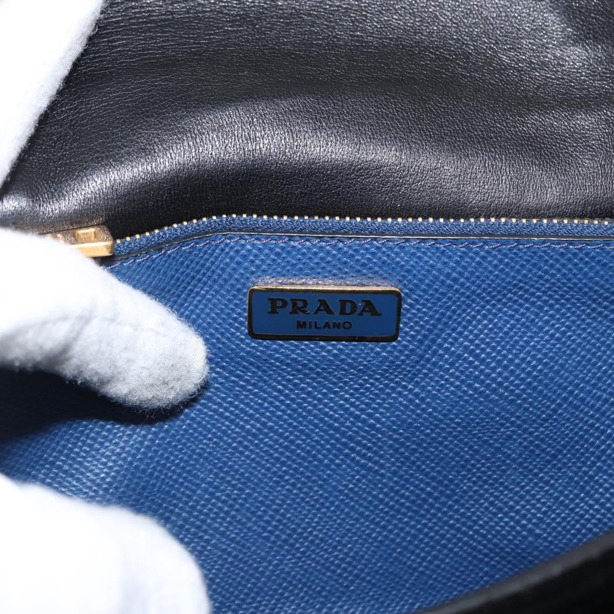 Prada PRADA Hand Bag Safiano leather 2way Blue Gold Authentic 163032