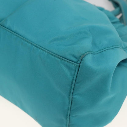 Prada PRADA Hand Bag Nylon 2way Turquoise Blue Silver Authentic gh1880A