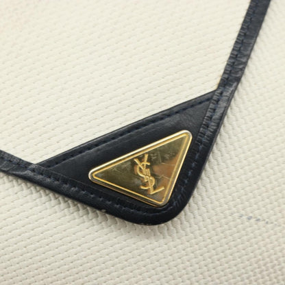 Saint Laurent SAINT LAURENT Shoulder Bag Leather White Gold Authentic 156806