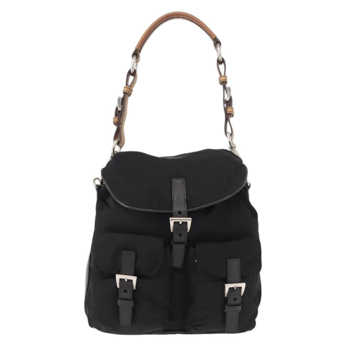 Prada PRADA Shoulder Bag Nylon Black Silver Authentic 147527