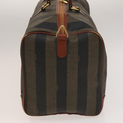 Fendi FENDI Pecan Canvas Boston Bag Black Brown gold Authentic ep10025