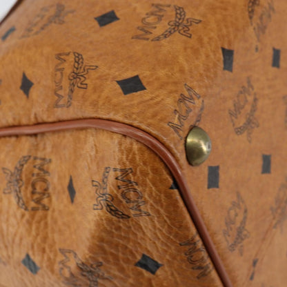 MCM MCM Logogram Vicetos Boston Bag PVC Leather Brown Gold Authentic gh1074