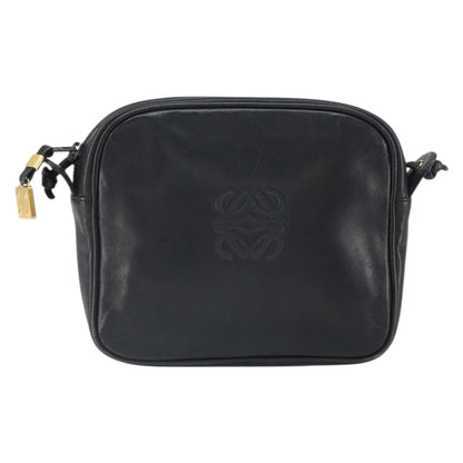 Loewe LOEWE Anagram Shoulder Bag Leather Black Gold Authentic 162165