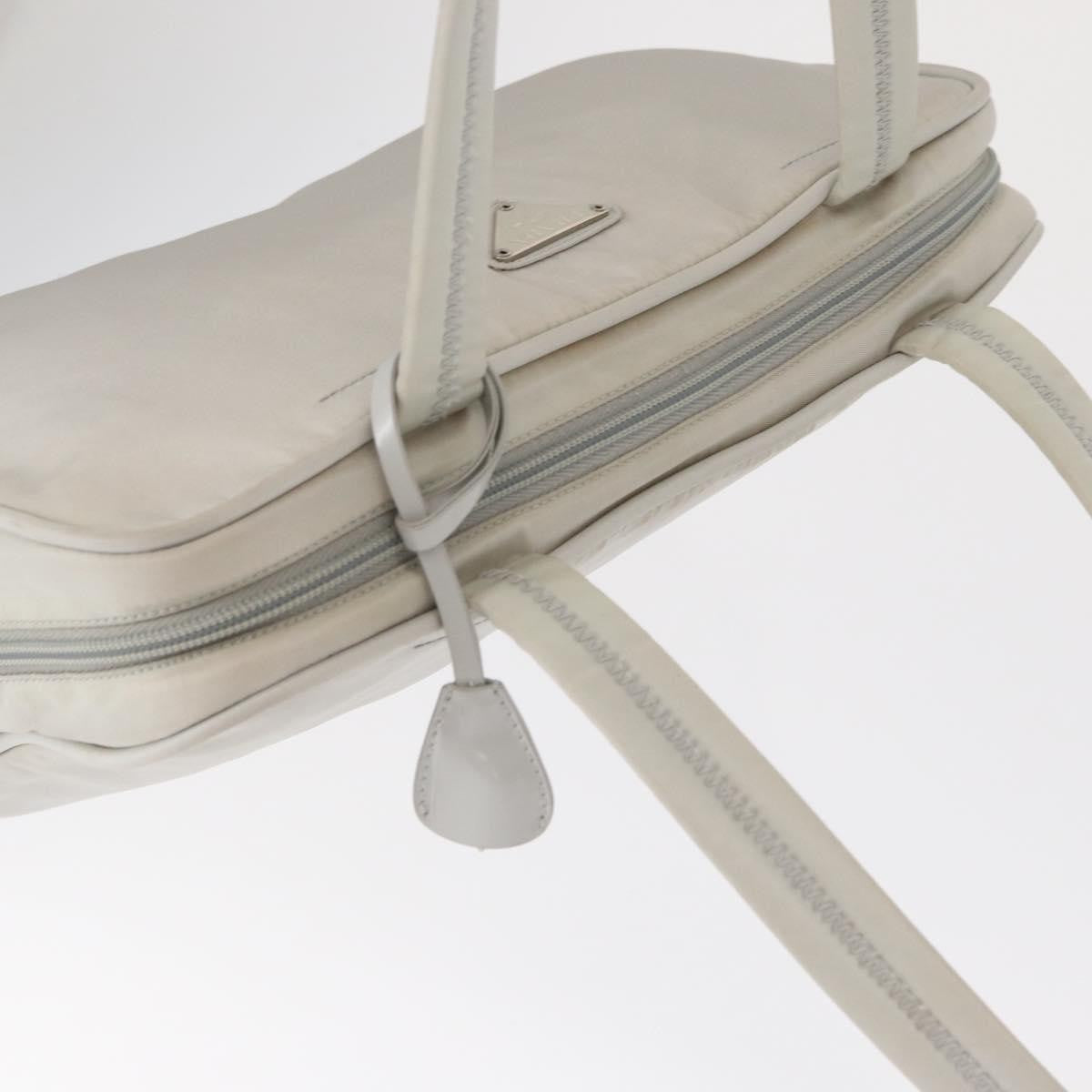 Prada PRADA Tote Bag Nylon White Silver Authentic am10449
