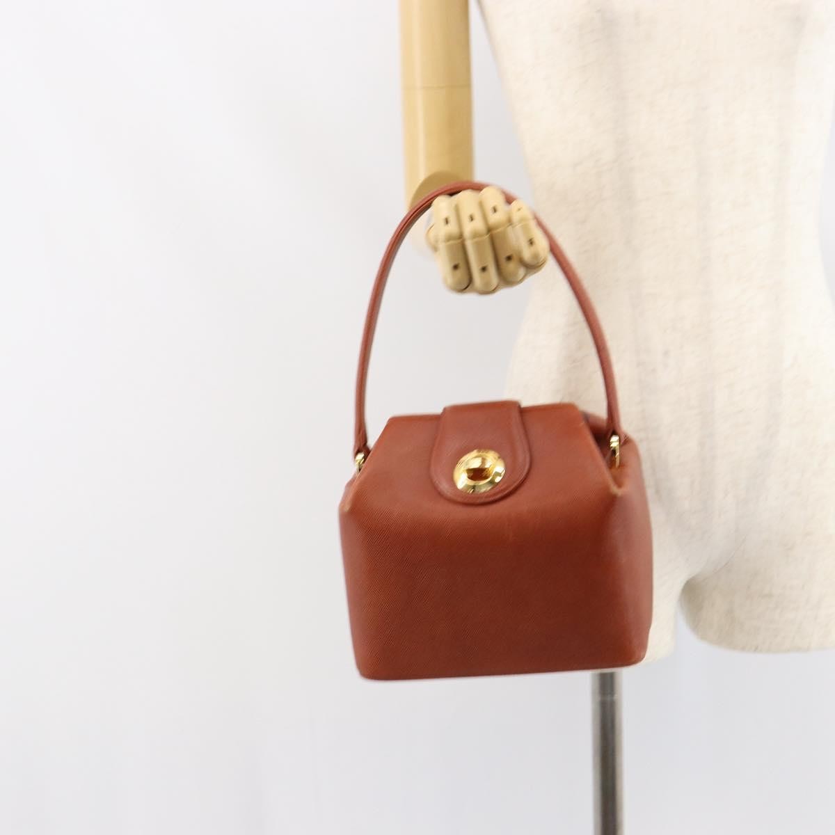 Givenchy GIVENCHY Hand Bag Leather Brown Gold Authentic 159082
