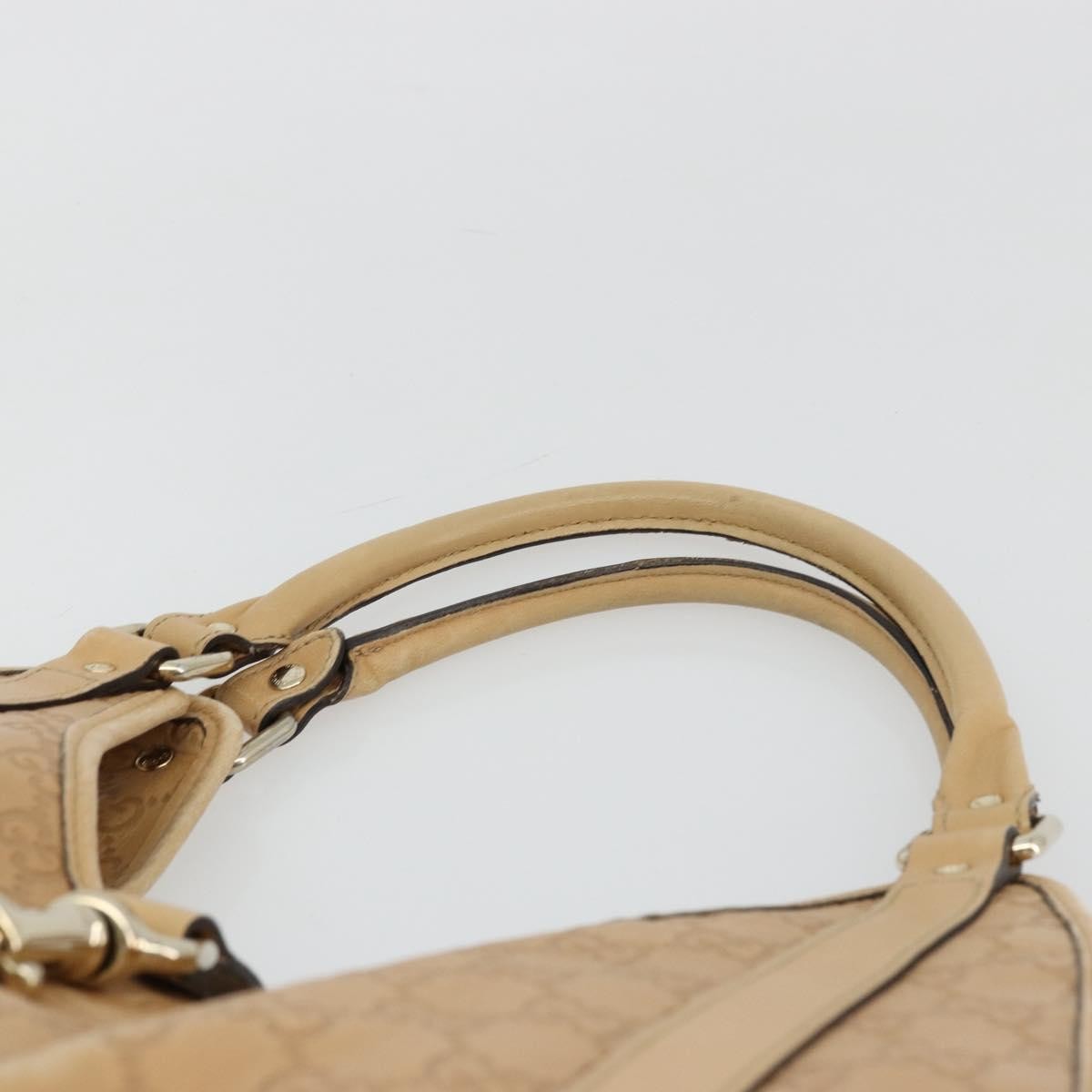 Gucci GUCCI GG Canvas Guccissima Jackie Bag Leather Gold Beige 203494 Authentic ep14099