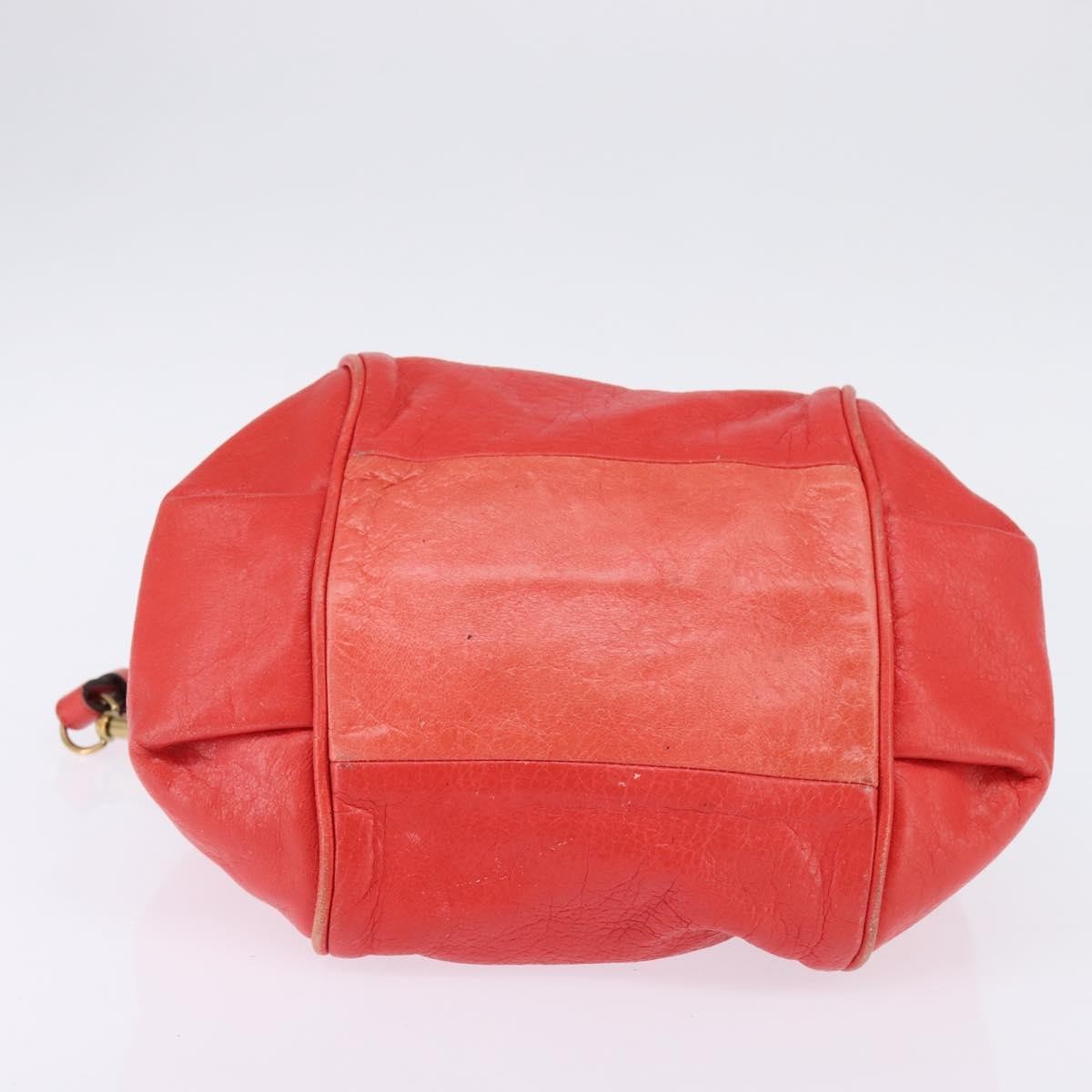 Chloé Chloé Chloe Etel Hand Bag Leather 2way Red Gold Authentic th6324