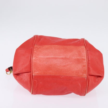 Chloé Chloé Chloe Etel Hand Bag Leather 2way Red Gold Authentic th6324